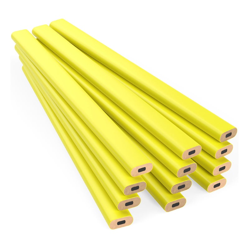 GRAPHITE Hard Lead Carpenter Pencil #2 Lumber Pencil (1) Pack of 12 PCS - Industrial Pencil Wood Flooring Marker for Wood Working Tools Marking & Concrete Marking - Neon Yellow - Image 1